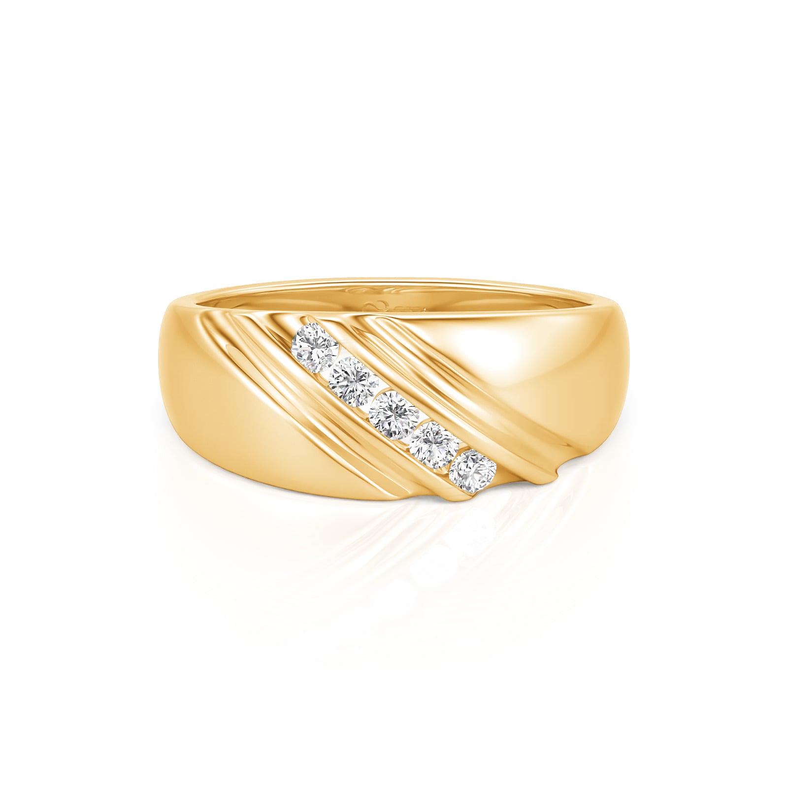Jeulia Bague de Homme Diagonale Or en Argent Sterling Coupe Ronde