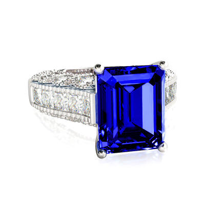 Jeulia Large Center Stone Emerald Cut Sterling Silver Ring