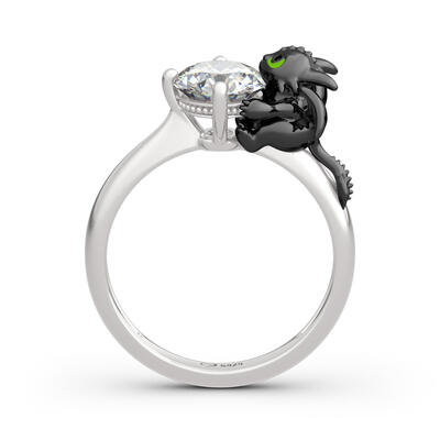 Jeulia Hug Me "Your Dragon" Round Cut Sterling Silver Ring