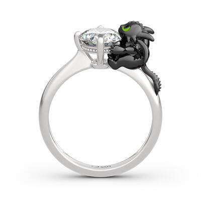 Jeulia Hug Me "Your Dragon" Round Cut Sterling Silver Ring
