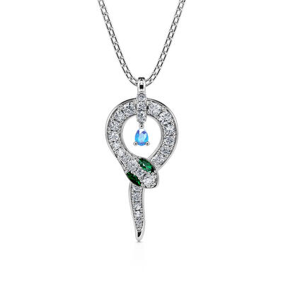 Jeulia "Spiritual Rebirth" Snake Pear Cut Sterling Silver Necklace