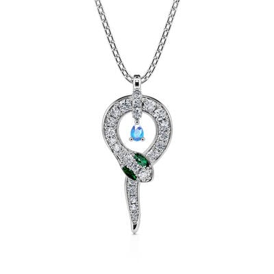 Jeulia "Spiritual Rebirth" Snake Pear Cut Sterling Silver Necklace