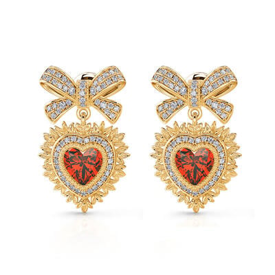 Jeulia "Radiant Love" Halo Heart Cut Sterling Silver Earrings