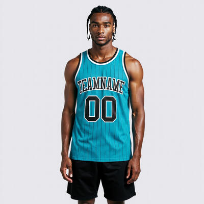 Custom Pinstripe Teal Basketball Jersey - Authentic Quality, Sleek Stripes, Player Name Print
