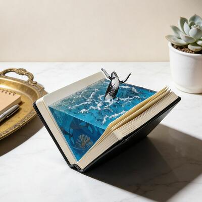 Artisan-Crafted Whale Resin Book Holder – Eco-Friendly Home Decor