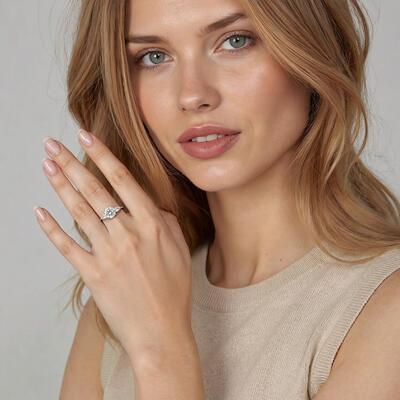 "The Beginning" Round Cut Three Stone Engagement Ring