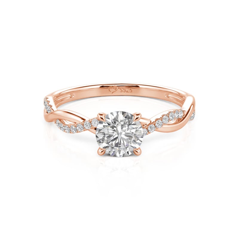 "Be Full of Tenderness" Round Cut Side Stone Engagement Ring