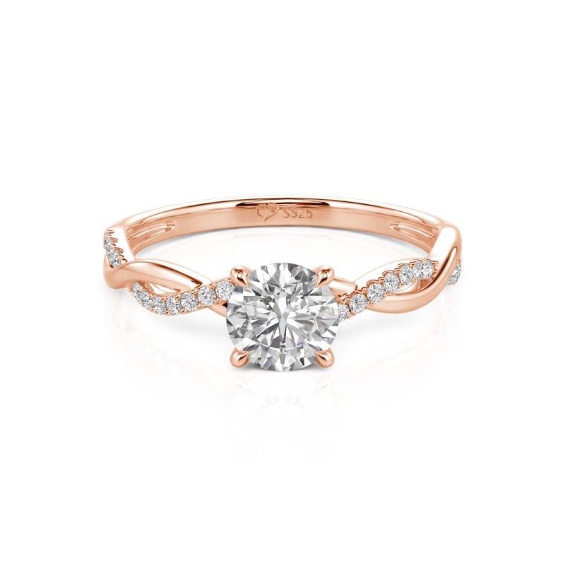 "Be Full of Tenderness" Round Cut Side Stone Engagement Ring