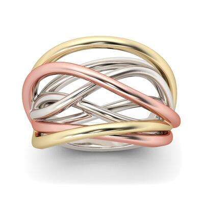 Jeulia Tri-Tone Intertwined Sterling Silver Ring
