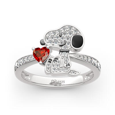 Jeulia "Live In The Present" Puppy Heart Cut Sterling Silver Ring