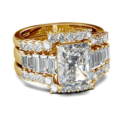 Jeulia 3PC Radiant Cut Sterling Silver Ring Set