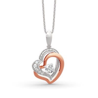 Jeulia Double Heart Sterling Silver Necklace