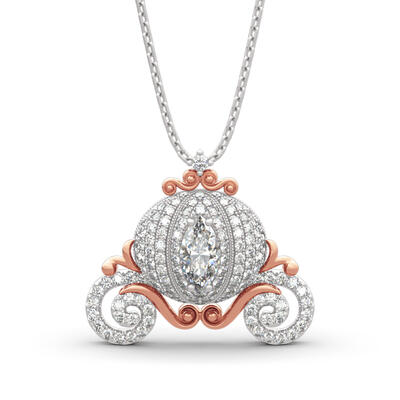 Jeulia "Cinderella's Dream" Pumpkin Carriage Sterling Silver Necklace