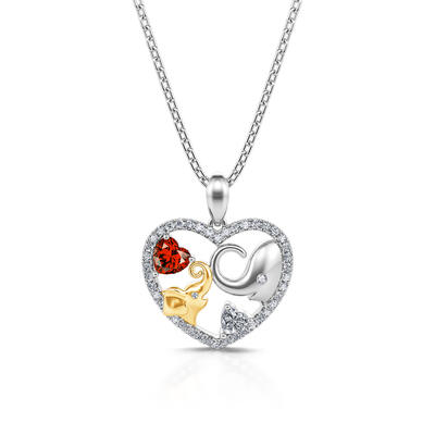 Jeulia "Play with My Baby" Lucky Elephant Sterling Silver Necklace
