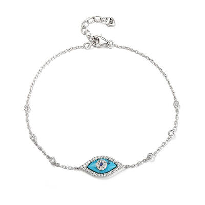 Jeulia "Evil Eye" Turquoise Sterling Silver Bracelet (195mm)
