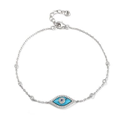 Jeulia "Evil Eye" Turquoise Sterling Silver Bracelet (195mm)