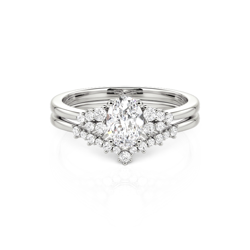 Jeulia Oval Cut Cluster Bridal Ring Set 2PCS Sterling Silver