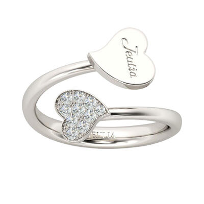 Jeulia Bague Gravée en Argent Sterling Coupe Coeur