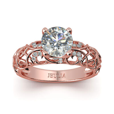 Jeulia Vines Round Cut Sterling Silver Ring