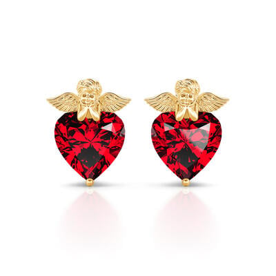 Jeulia "The God of Love" Cupid Heart Cut Sterling Silver Stud Earrings