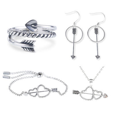 Jeulia Cupid's Arrow Sterling Silver Jewelry Set