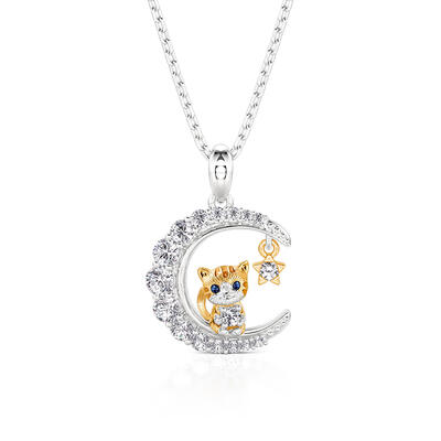 Jeulia Luna Astra Collar Personalizado de Gato con Piedra Natal Luna y Estrellas