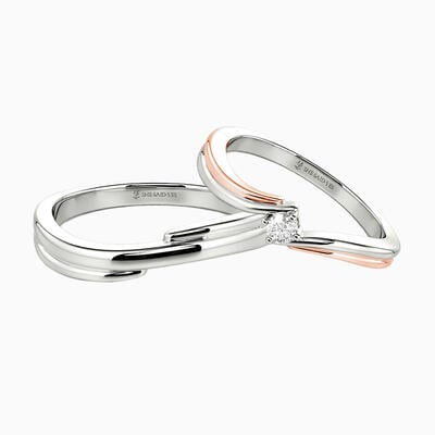 "Presque Touchés, Toujours Unis" Ensemble de bagues de couple