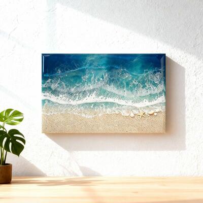 Artisan-Crafted Coastal Resin Wall Art – Beach, Shells & Starfish Decor   