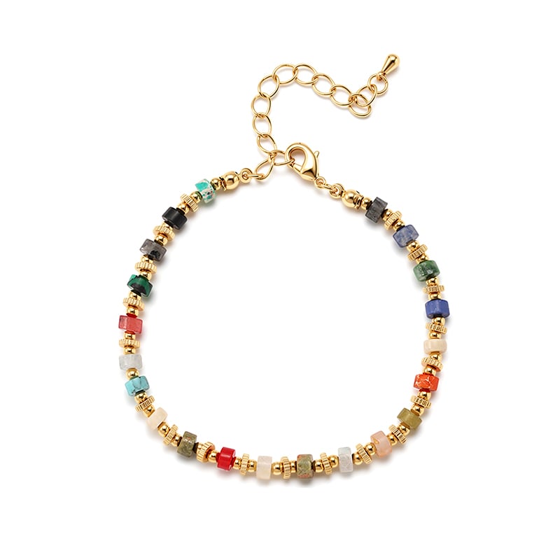 Jeulia Vibrant Boho Multicolor Semi-Precious Stone Beaded Bracelet