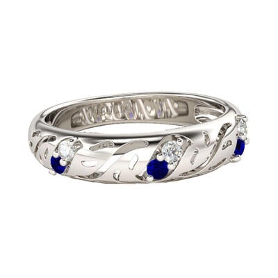 Jeulia Hollow Round Cut Sterling Silver Men's Band