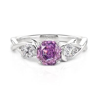 Jeulia Twist Three-Stone Rose Cut Engagement Ring