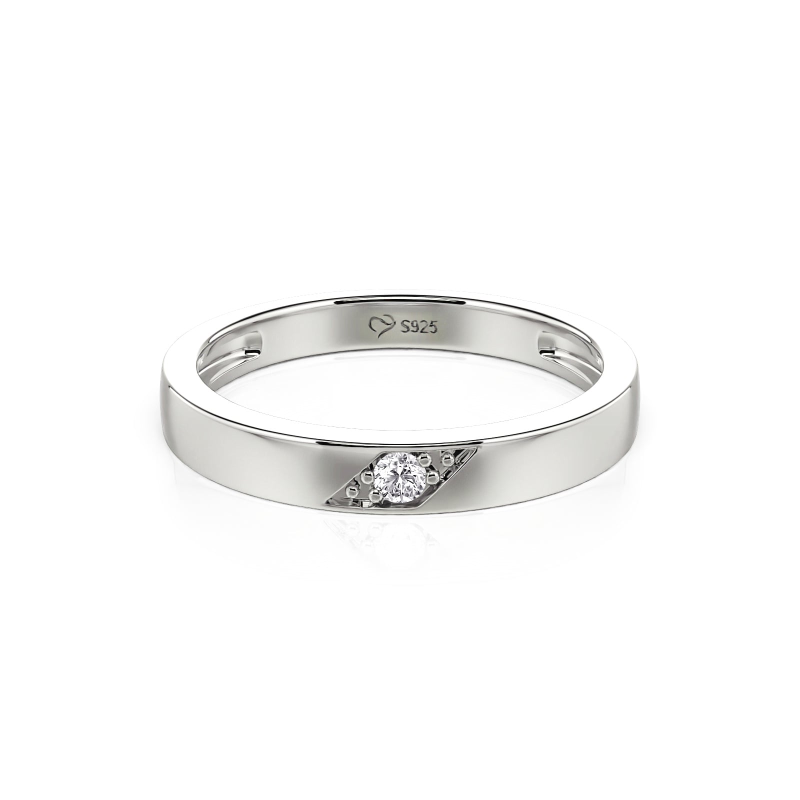 Jeulia Alliance Simple Solitaire pour Homme avec Sertissage Affleurant