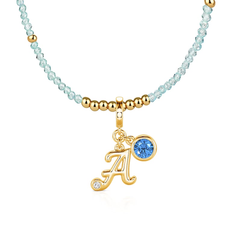 Jeulia Energy Magic Custom Beaded Initial Birthstone Necklace