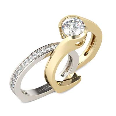 Jeulia Asymmetric Round Cut Sterling Silver Ring Set