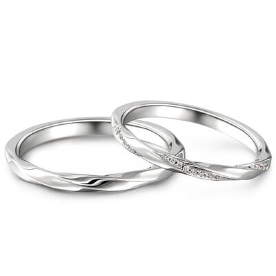 Jeulia "Liebe verflochten" Sterling Silber Paar Ringe Eheringe Trauringe