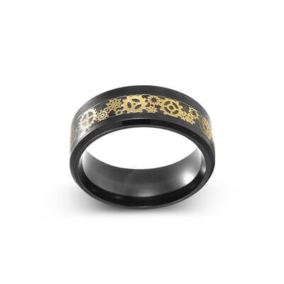 Jeulia Carbon Fiber Gear Titanium Steel Men's Band