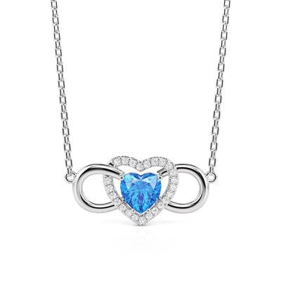 Jeulia Collar Corazón Infinito Personalizado con Piedra Natal
