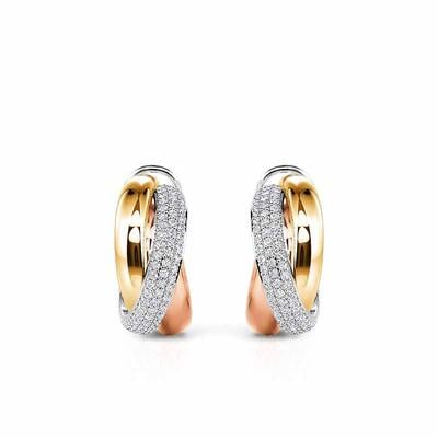 Jeulia Tri Color Hoop Earrings with Gemstones Sterling Silver