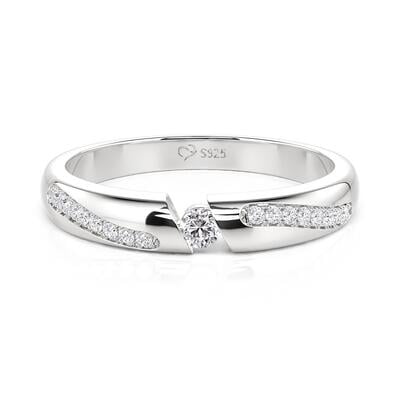 Jeulia Classic Diagonal Pave Wedding Band for Women