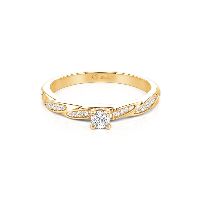 Jeulia Gold Twist Pave Round Cut Promise Ring