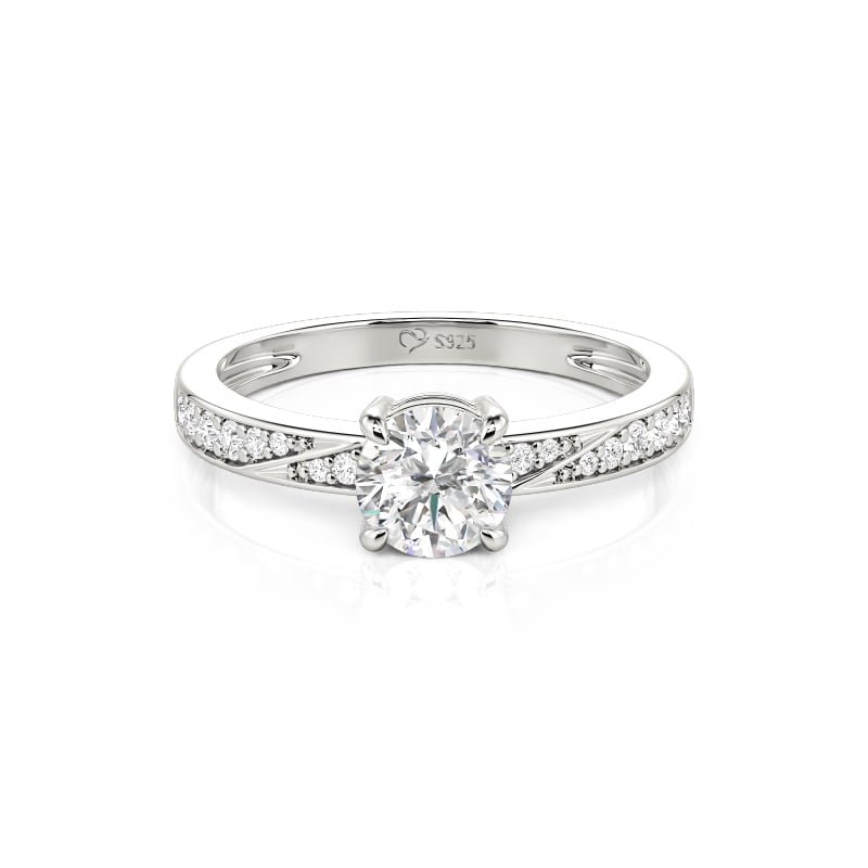 Jeulia Wavy Twist Pave Round Cut Engagement Ring