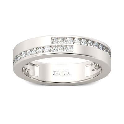 Jeulia Simple Round Cut Sterling Silver Women's Band