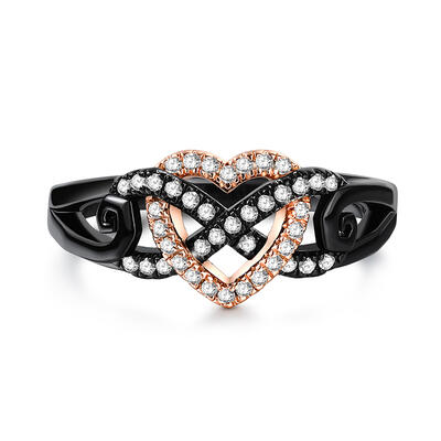 Jeulia "Endless Love" Heart Infinity Design Sterling Silver Ring