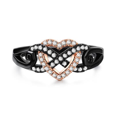 Jeulia "Endless Love" Heart Infinity Design Sterling Silver Ring