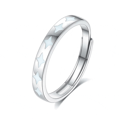 Jeulia Anillo de Pareja para Hombre Sencillo de Estrella de Plata de Ley