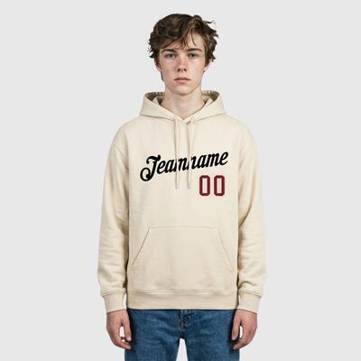 Custom Stitched Cream Sports Pullover Hoodie Breathable Comfortable Ideal for Sports Custom Team Name & Chosen Number
