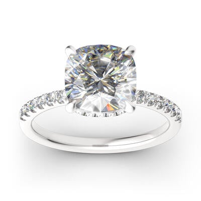Jeulia Classic Cushion Cut Sterling Silver Ring