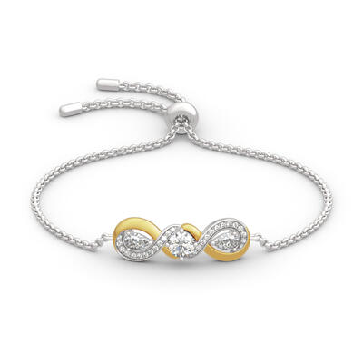 Jeulia Two Tone Twist Sterling Silver Bracelet