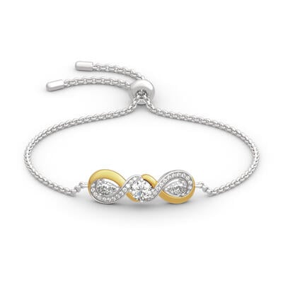 Jeulia Two Tone Twist Sterling Silver Bracelet