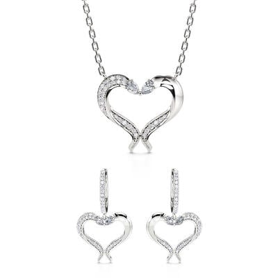 Jeulia "Fishes Dance" Sterling Silver Jewelry Set